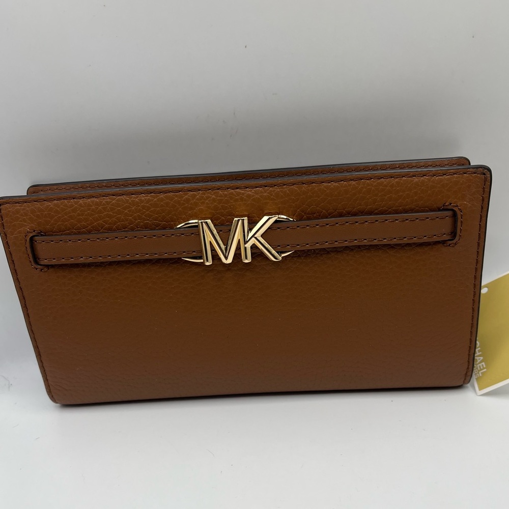 Michael Kors Reed Lg Bifold Pebbled Leather Snap Wallet Card Case. NWT